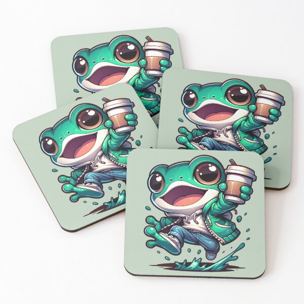 Item preview, Leapin' Latte Lover Frog - Cute Coffee Enthusiast Amphibian designed and sold by Kwanbaba21.