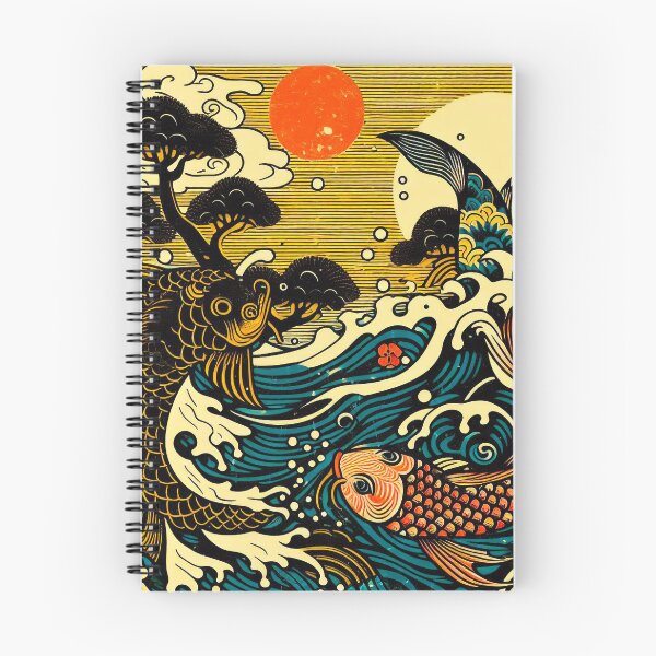 Item preview, Japanes Woodblock of Catfish In Stormy Water In The Sun designed and sold by EdgyEdgeArt.