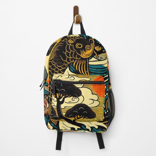 Item preview, Japanes Woodblock of Catfish In Stormy Water In The Sun designed and sold by EdgyEdgeArt.