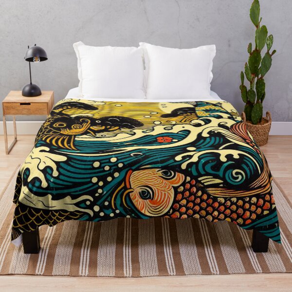 Item preview, Japanes Woodblock of Catfish In Stormy Water In The Sun designed and sold by EdgyEdgeArt.