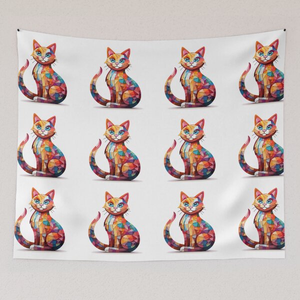 Item preview, Colored mosaic cat designed and sold by GoodThings66.