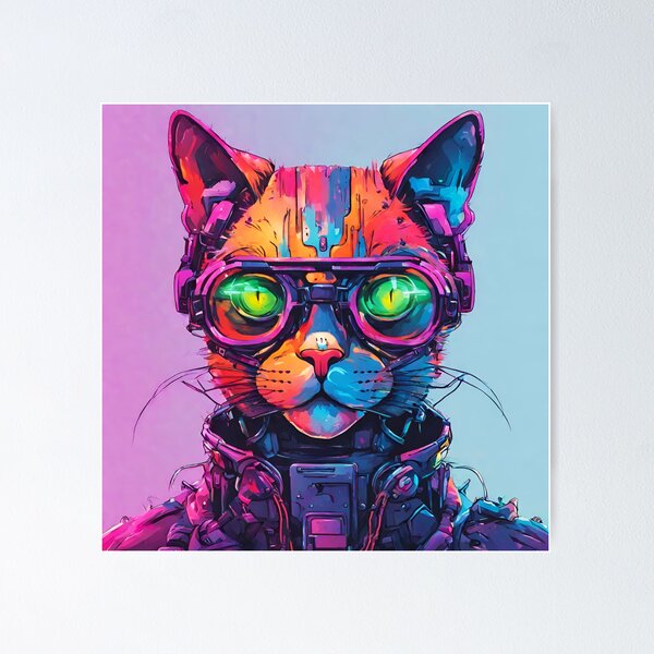 Item preview, Neon Neko: La elegancia del gato Cyberpunk designed and sold by Tom-Johnson.