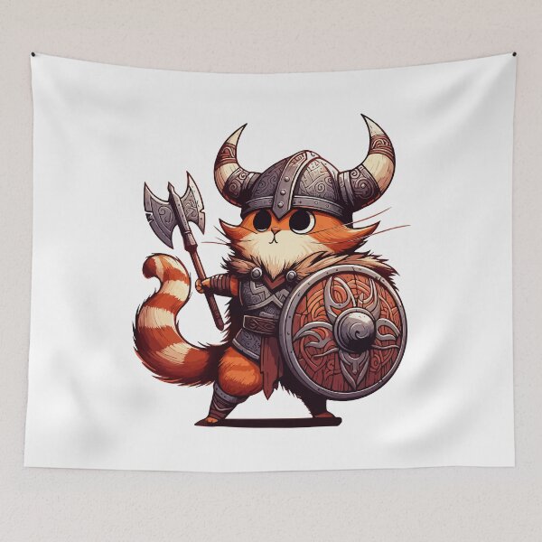Item preview, Funny Viking Warrior Cat Norse Mythology Anime Portrait designed and sold by TomFrontierArt.