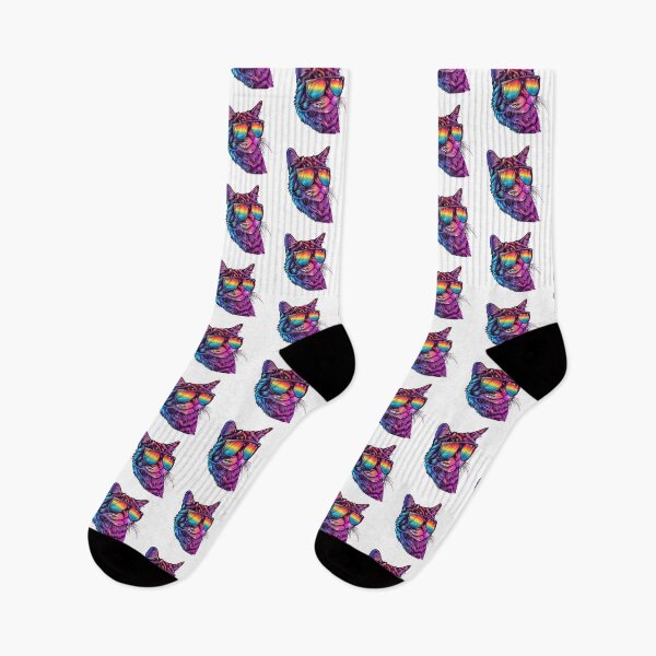 Item preview, Vibrant Colorful Cat With Sunglasses designed and sold by JaneDesignsForU.