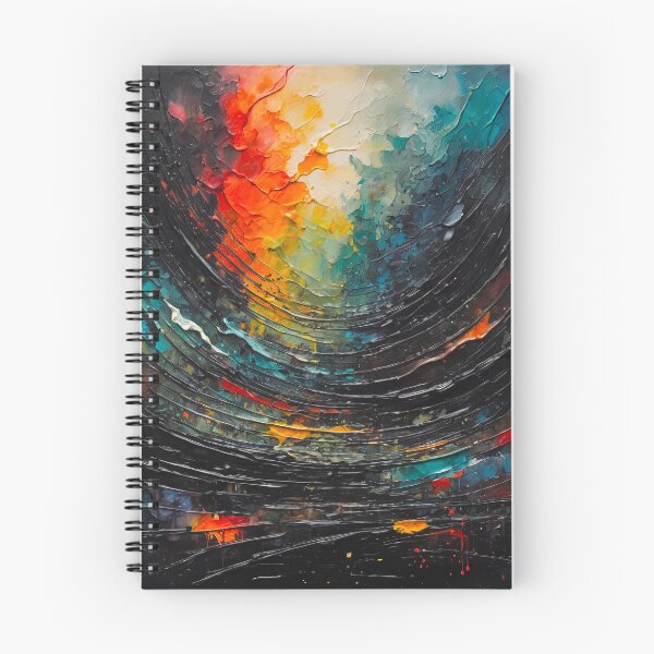Item preview, Abstract Landscape Painting Vibrant Colors Black Bg designed and sold by PixelPunny.