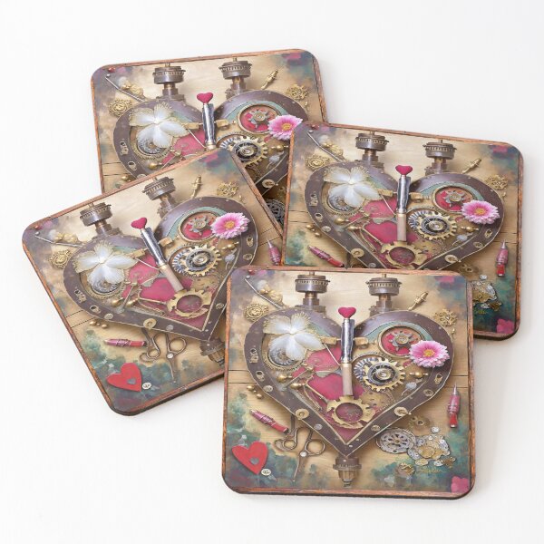 Item preview, Steampunk Heart Series - Lipstick and Flowers designed and sold by Lee Hiller Designs.
