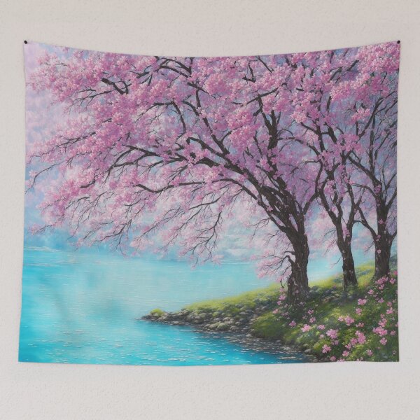 Item preview, Watercolor Painting Pink Flowers On A Tree designed and sold by ArtsyWishy.