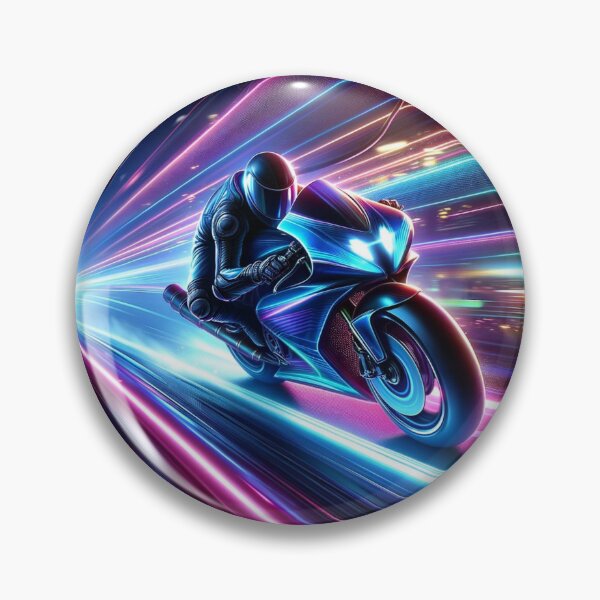 Item preview, Neon Speed, Futuristic Motorcycle Racing Art designed and sold by BlueGoldArt.