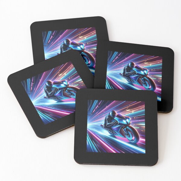 Item preview, Neon Speed, Futuristic Motorcycle Racing Art designed and sold by BlueGoldArt.