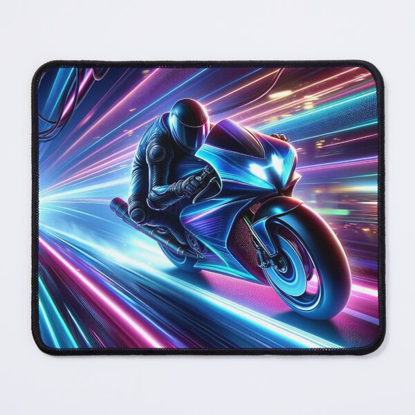 Item preview, Neon Speed, Futuristic Motorcycle Racing Art designed and sold by BlueGoldArt.