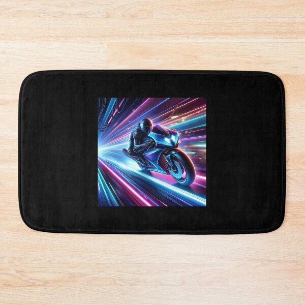 Item preview, Neon Speed, Futuristic Motorcycle Racing Art designed and sold by BlueGoldArt.