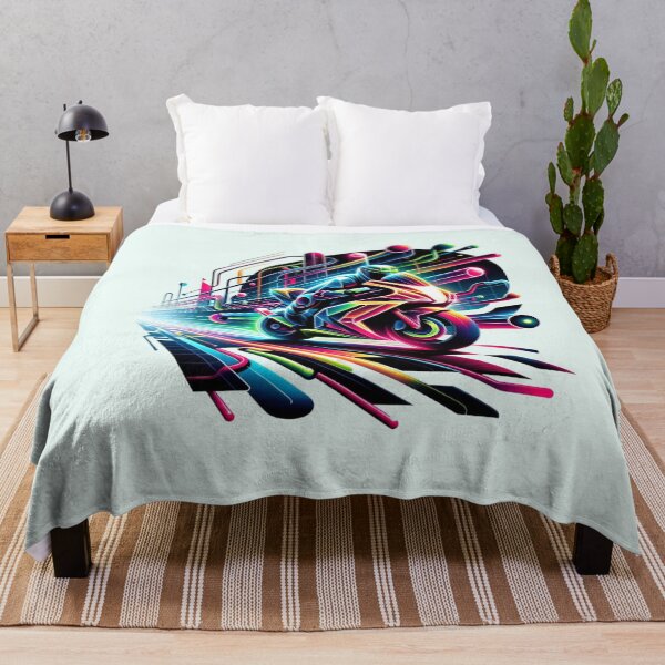 Item preview, Abstract Velocity, Neon Motorcycle Racing in Shapes designed and sold by BlueGoldArt.