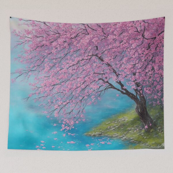 Item preview, Watercolor Pink Flowers On A Tree Painting designed and sold by ArtsyWishy.