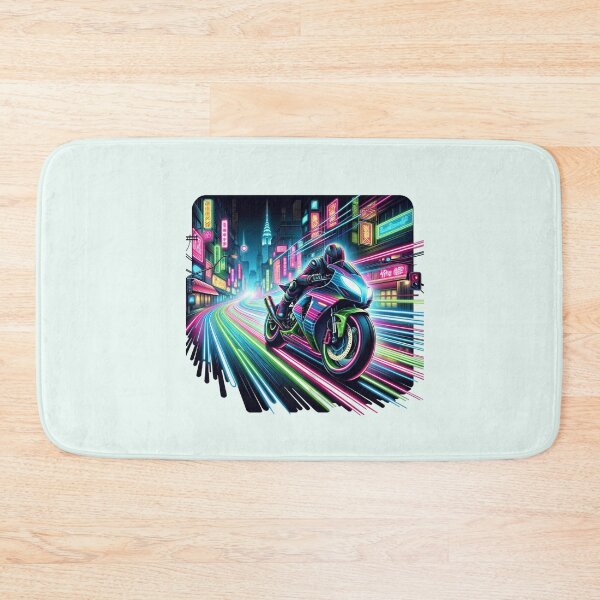 Item preview, Electric Rush, Neon Night Motorcycle Race designed and sold by BlueGoldArt.