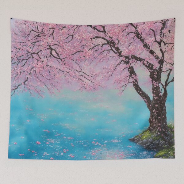 Item preview, Pink Flowers On A Tree Watercolor Painting designed and sold by ArtsyWishy.