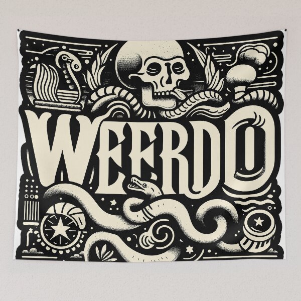 Item preview, Weirdo Typography | Retro Artwork with Skulls and Creepy Design designed and sold by diegomenjivar92.