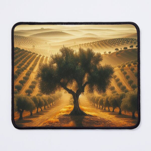 Item preview, An ancient olive tree stands resilient in the foreground, shrouded in mist designed and sold by EdgyEdgeArt.