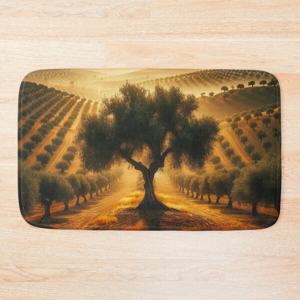 Item preview, An ancient olive tree stands resilient in the foreground, shrouded in mist designed and sold by EdgyEdgeArt.