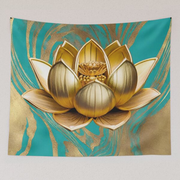 Item preview, GOLD LOTUS & TURQUOISE MARBLE DESIGN designed and sold by asudesign.