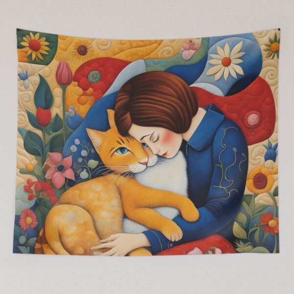 Item preview, Lydia Cuddling Her Pet designed and sold by Owl-o-the-wisp.