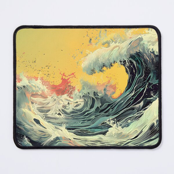 Item preview, Big waves crashing - retro yellow designed and sold by Wildflow Creations.