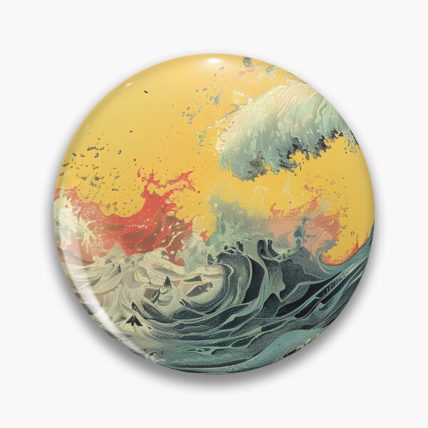 Item preview, Big waves crashing - retro yellow designed and sold by Wildflow Creations.