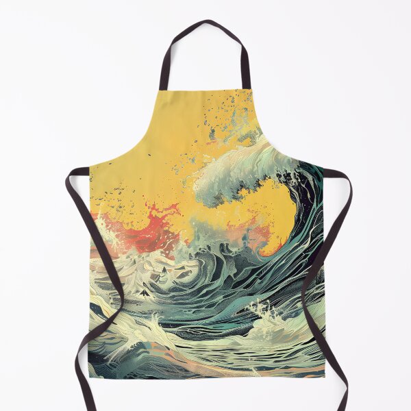 Item preview, Big waves crashing - retro yellow designed and sold by Wildflow Creations.