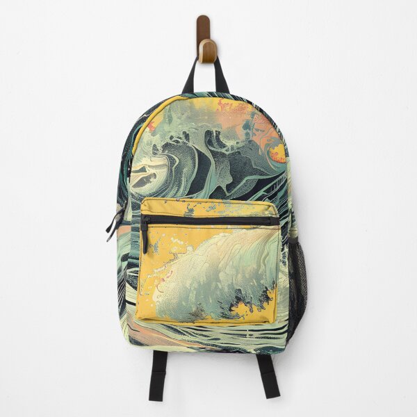 Item preview, Big waves crashing - retro yellow designed and sold by Wildflow Creations.