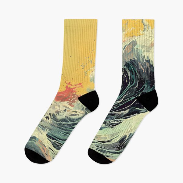 Item preview, Big waves crashing - retro yellow designed and sold by Wildflow Creations.