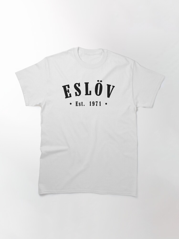 Thumbnail 3 of 7, Classic T-Shirt, Eslöv Skåne County Sweden Est. 1971 Black Letter Sverige designed and sold by establishedwear.