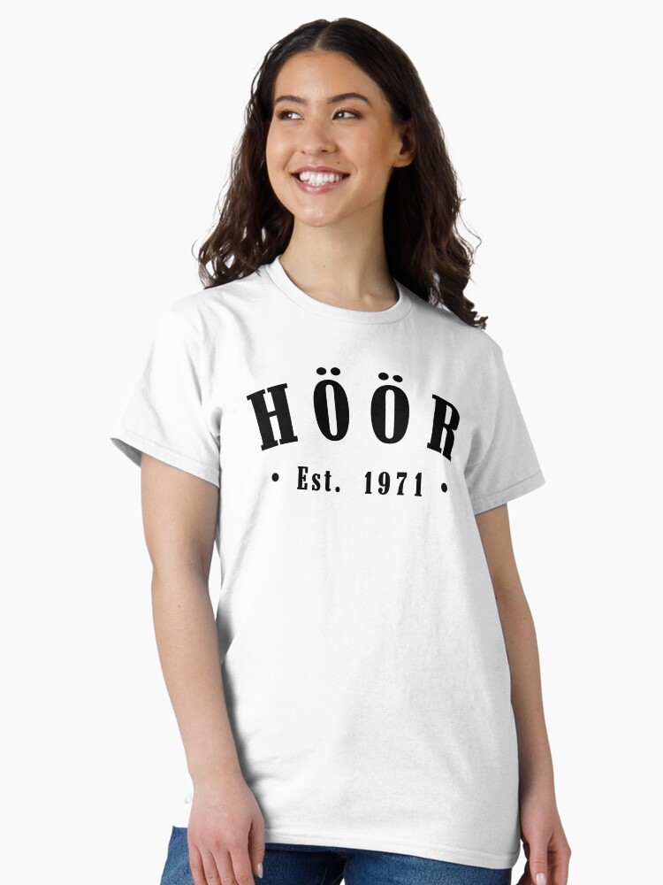 Thumbnail 2 of 7, Classic T-Shirt, Höör Skåne County Sweden Est. 1971 Black Letter Sverige designed and sold by establishedwear.