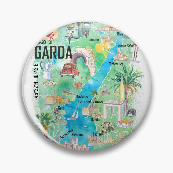 Item preview, Lake Garda Italy Illustrated Map with Roads and Tourist Highlights designed and sold by artshop77.