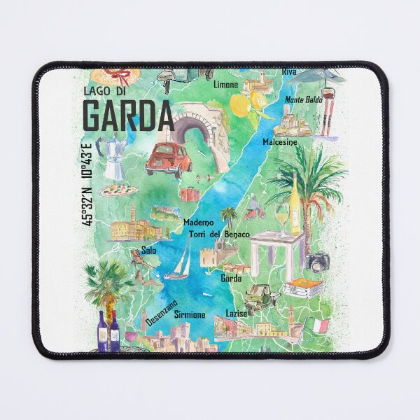 Item preview, Lake Garda Italy Illustrated Map with Roads and Tourist Highlights designed and sold by artshop77.