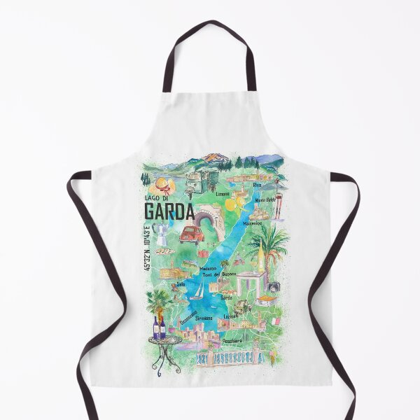 Item preview, Lake Garda Italy Illustrated Map with Roads and Tourist Highlights designed and sold by artshop77.