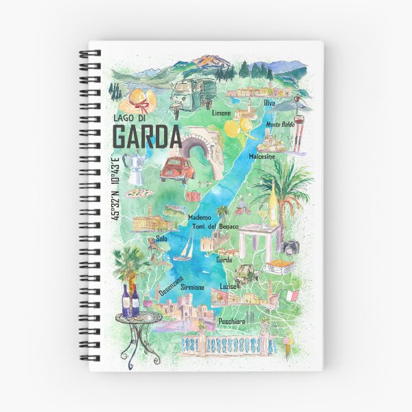 Item preview, Lake Garda Italy Illustrated Map with Roads and Tourist Highlights designed and sold by artshop77.