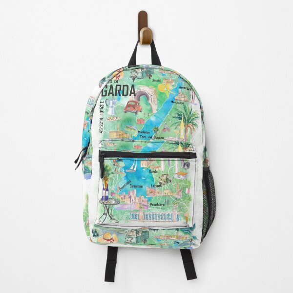 Item preview, Lake Garda Italy Illustrated Map with Roads and Tourist Highlights designed and sold by artshop77.