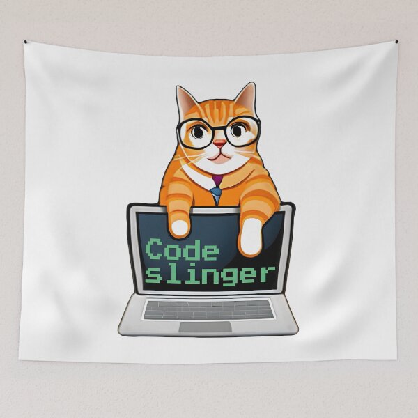Item preview, Code slinger. Funny cat coding on computer. Funny Programming coding quote. designed and sold by Unitepeople.