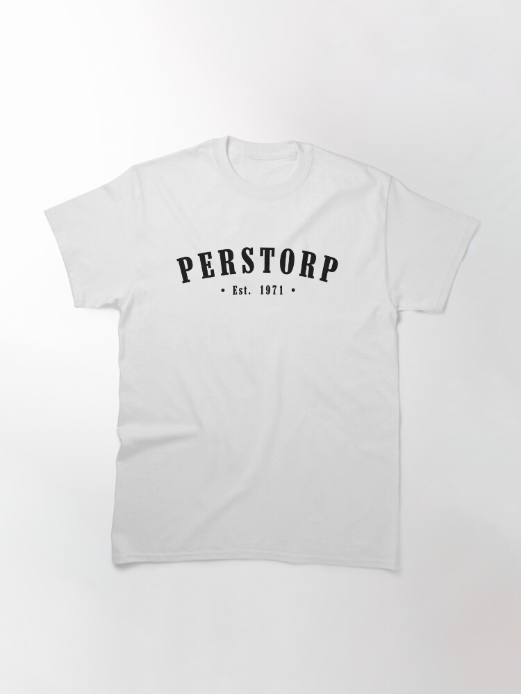 Thumbnail 3 of 7, Classic T-Shirt, Perstorp Skåne County Sweden Est. 1971 Black Letter Sverige designed and sold by establishedwear.