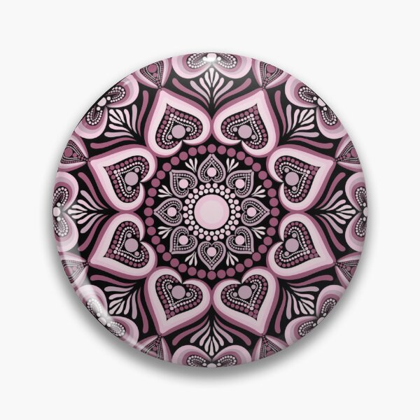 Item preview, Dusky Rose Hearts in Flowers Forever Dot Mandala Diamond Tile Pattern designed and sold by Triplicate Limited.