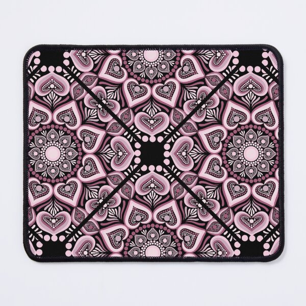 Item preview, Dusky Rose Hearts in Flowers Forever Dot Mandala Diamond Tile Pattern designed and sold by Triplicate Limited.