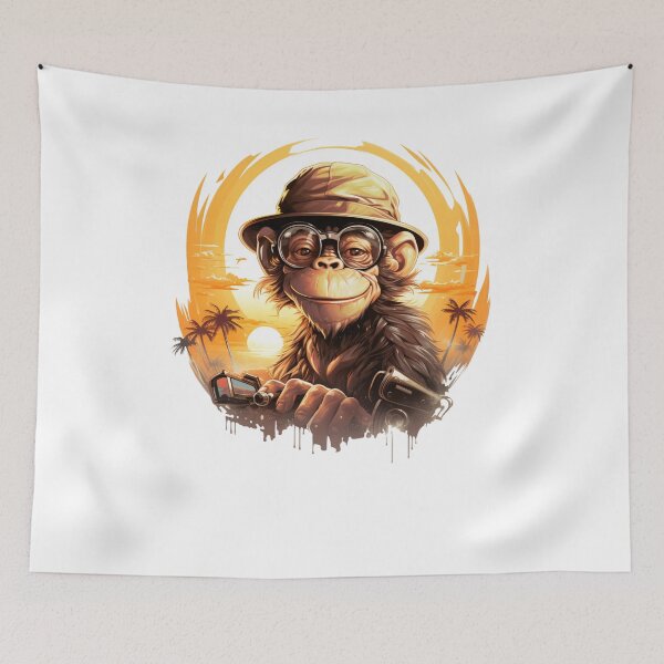 Item preview, Monkey wearing a stylish hat designed and sold by Revived Design.