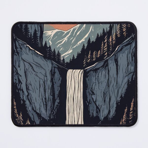Artikelvorschau, Abstrakte Illustration eines Wasserfalls in einer stimmungsvollen Landschaft entworfen und verkauft von JuanmaLW.