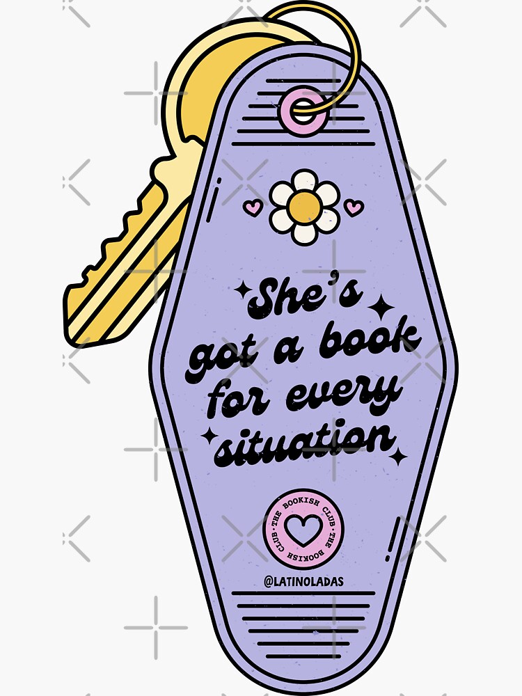 She's Got A Book For Every Situation Retro Motel Keychain Pastel