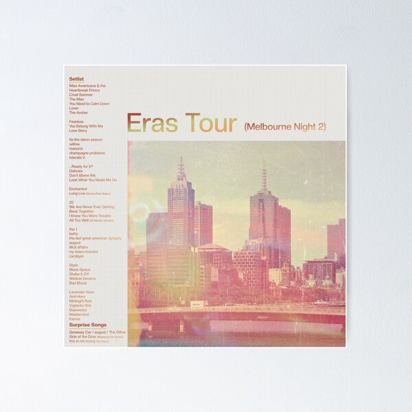 "Eras Setlist Melbourne Night 2" Poster for Sale by SheWolfDaughter
