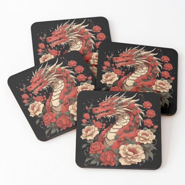 Item preview, anime red dragon red flowers designed and sold by martin max.
