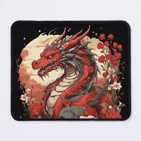 Item preview, anime dragon red flowers designed and sold by martin max.