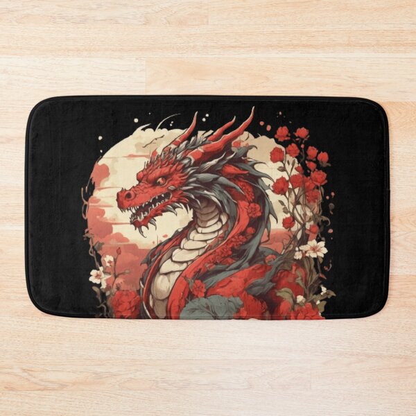Item preview, anime dragon red flowers designed and sold by martin max.