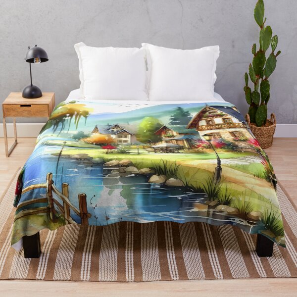 Item preview, Idyllic Lakeside Village in the Heart of Nature designed and sold by Vitalka-uk.