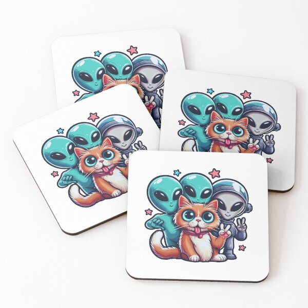 Item preview, Funny Cat Selfie Whit Aliens Cat Lover Ufo Spaceship Funny Aliens  designed and sold by SlocifieShop.