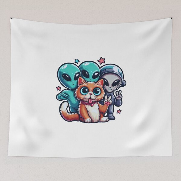 Item preview, Funny Cat Selfie Whit Aliens Cat Lover Ufo Spaceship Funny Aliens  designed and sold by SlocifieShop.